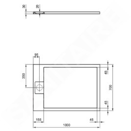 Ideal Standard i.Life - Receveur de douche 100x70 cm, Anti-Slip, noir T5240FV