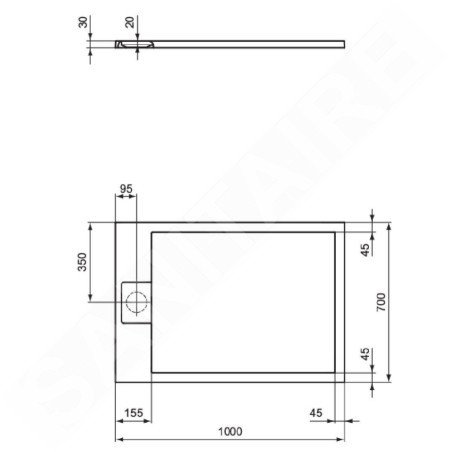 Ideal Standard i.Life - Receveur de douche 100x70 cm, Anti-Slip, noir T5240FV