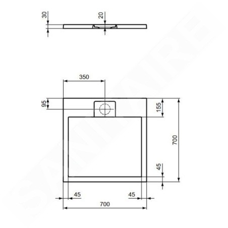 Ideal Standard i.Life - Receveur de douche 70x70 cm, Anti-Slip, gris T5246FS