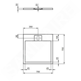 Ideal Standard i.Life - Receveur de douche 70x70 cm, Anti-Slip, noir T5246FV