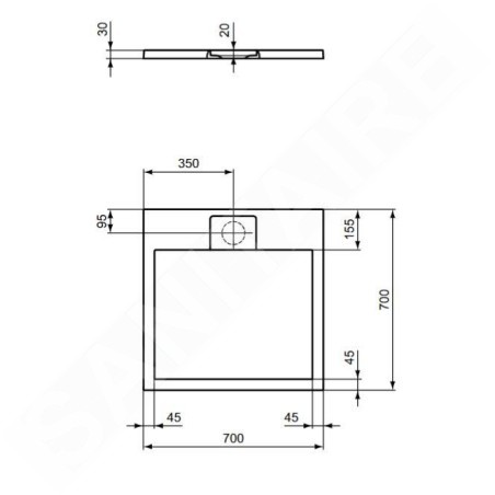 Ideal Standard i.Life - Receveur de douche 70x70 cm, Anti-Slip, noir T5246FV