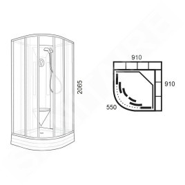 Ravak Supernova - Cabine de douche 91x91 cm, avec receveur et accessoires, blanc/Grape 80677112ZG