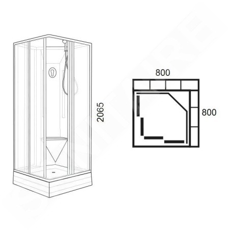 Ravak Supernova - Cabine de douche 80x80 cm, avec receveur et accessoires, blanc/Grape 82644112ZG