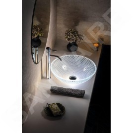 Sapho Beauty - Lavabo à poser, diamètre 420 mm, sans trop-plein, verre clair TY165