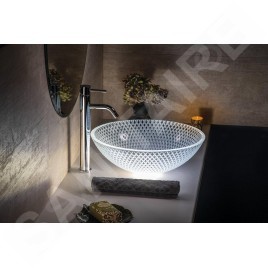 Sapho Beauty - Lavabo à poser, diamètre 420 mm, sans trop-plein, verre clair TY165