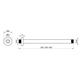Ravak Douches - Bras de douche plafond, 30 cm, noir mat X07P677