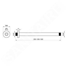 Ravak Douches - Bras de douche plafond, 30 cm, graphite brossé X07P701