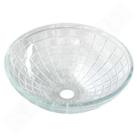Sapho Beauty - Lavabo à poser, diamètre 420 mm, sans trop-plein, verre clair TY153