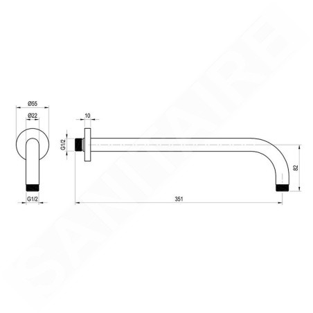 Ravak Douches - Bras de douche, 35 cm, or rose brossé X07P712
