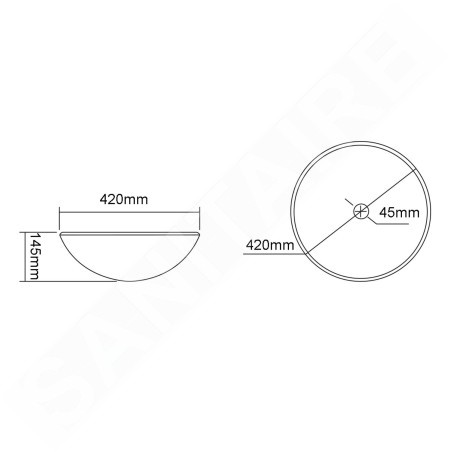 Sapho Beauty - Lavabo à poser, diamètre 420 mm, sans trop-plein, verre clair TY153