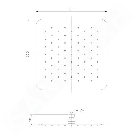 Sapho Slim - Douche de tête 300x300 mm, doré SL101GB