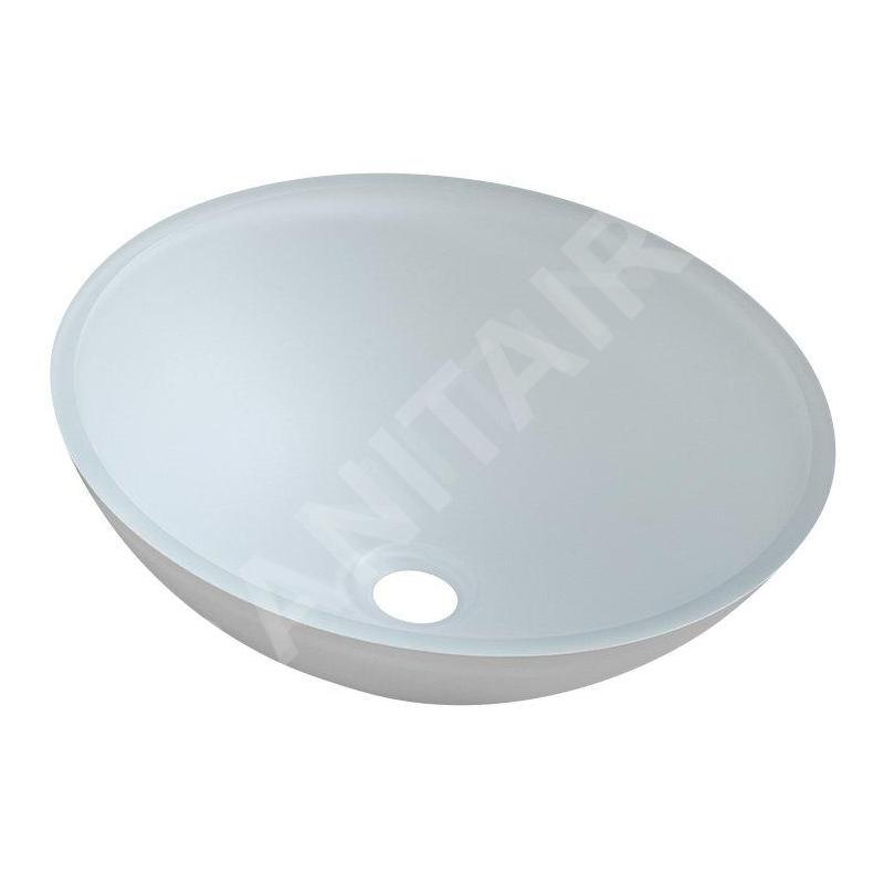 Sapho Beauty - Vasque à poser, diamètre 420 mm, sans trop-plein, verre/blanc mat TY181W