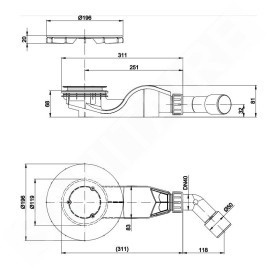 Bette Air - Garniture de vidage pour receveurs de douche, sortie horizontale, ébène B525-035