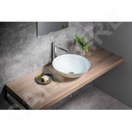 Sapho Beauty - Vasque à poser, diamètre 420 mm, sans trop-plein, verre/blanc mat TY181W