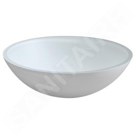 Sapho Beauty - Vasque à poser, diamètre 420 mm, sans trop-plein, verre/blanc mat TY181W