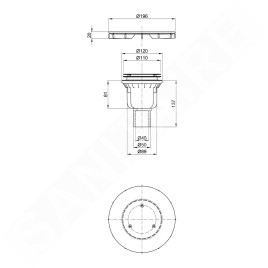 Bette Air - Garniture de vidage pour receveurs de douche, sortie verticale, graphite B599-404
