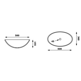 Sapho Beauty - Lavabo à poser, 500x360 mm, sans trop-plein, verre noir TY305SG