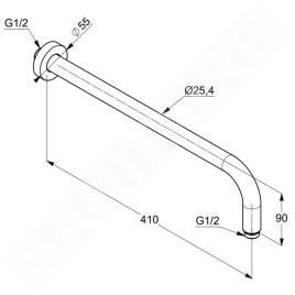 Kludi A-Qa - Bras de douche 400 mm, blanc mat 6651453-00