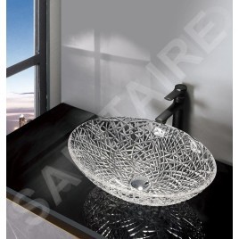 Sapho Beauty - Lavabo à poser, 500x360 mm, sans trop-plein, verre clair TY305CL