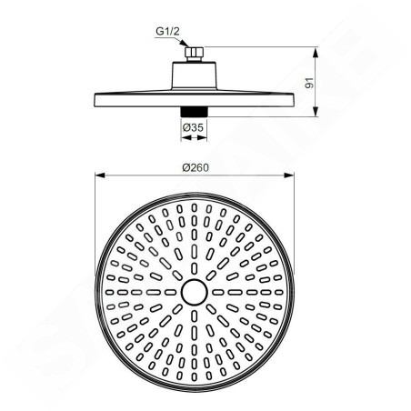 Ideal Standard ALU+ - Pommeau de douche, diamètre 26 cm, noir soyeux BD581XG
