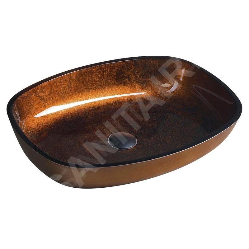Sapho Beauty - Lavabo à poser, 540x395 mm, sans trop-plein, verre marron TY223 Sapho Beauty - Lavabo à poser, 540x395 mm, sans trop-plein, verre marron TY223