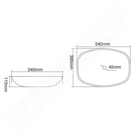 Sapho Beauty - Lavabo à poser, 540x395 mm, sans trop-plein, verre marron TY223