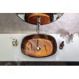 Sapho Beauty - Lavabo à poser, 540x395 mm, sans trop-plein, verre marron TY223