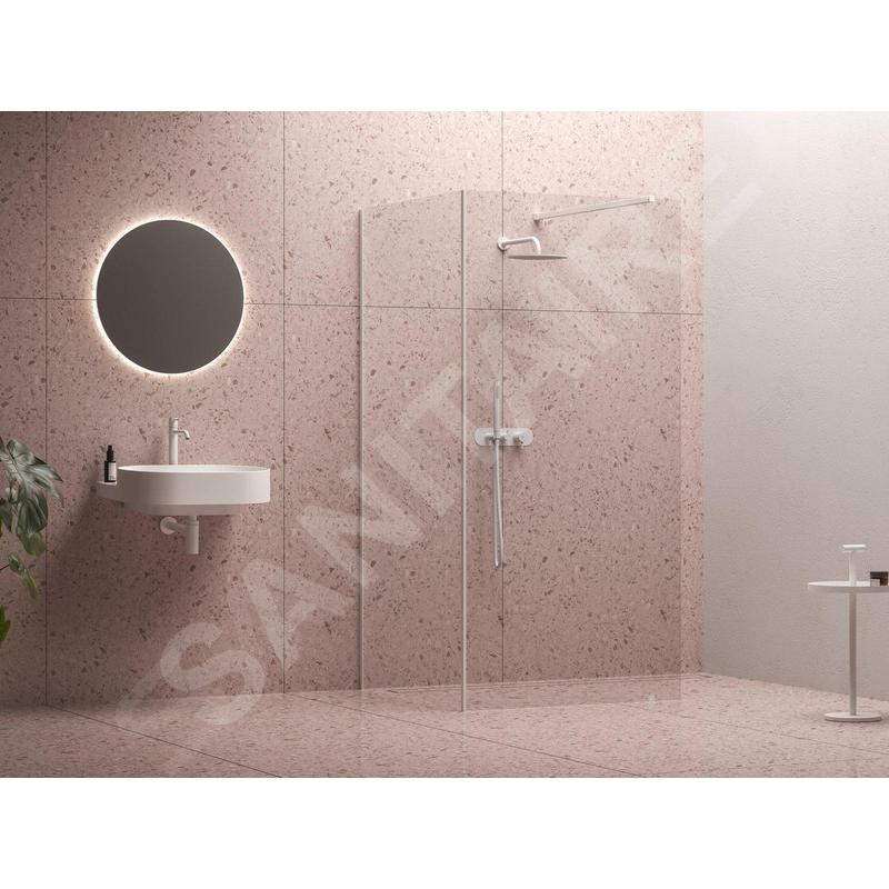 Ravak Walk-In - Paroi de douche Walk-in Corner, 1100x800 mm, blanc/verre clair GW1CD4E00Z1