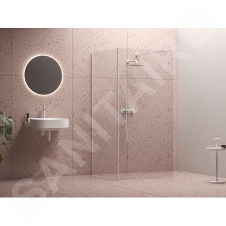 Ravak Walk-In - Paroi de douche Walk-in Corner, 1100x800 mm, blanc/verre clair GW1CD4E00Z1
