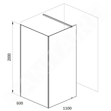 Ravak Walk-In - Paroi de douche Walk-in Corner, 1100x800 mm, blanc/verre clair GW1CD4E00Z1