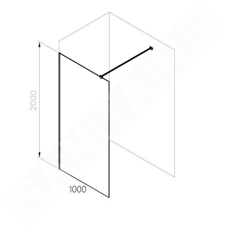 Ravak Walk-In - Paroi de douche Walk-In, 100x200 cm, noir/verre clair GW9WA0300Z1C