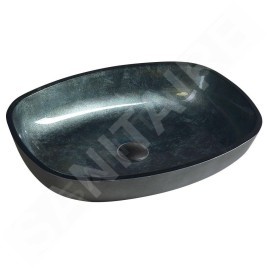 Sapho Beauty - Lavabo à poser, 540x395 mm, sans trop-plein, verre noir TY220