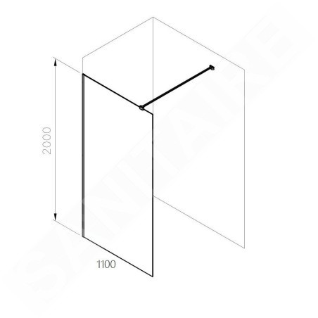 Ravak Walk-In - Paroi de douche Walk-In, 110x200 cm, noir/verre clair GW9WD0300Z1C