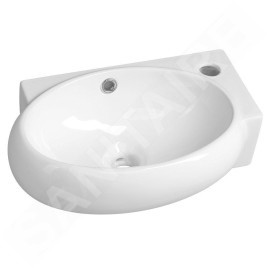Sapho Small - Lave-main Ribera 430x285 mm, avec trop-plein, trou pour robinet à droite, blanc AR497