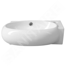 Sapho Small - Lave-main Ribera 430x285 mm, avec trop-plein, trou pour robinet à droite, blanc AR497