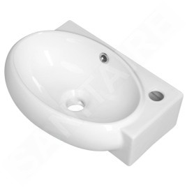 Sapho Small - Lave-main Ribera 430x285 mm, avec trop-plein, trou pour robinet à droite, blanc AR497