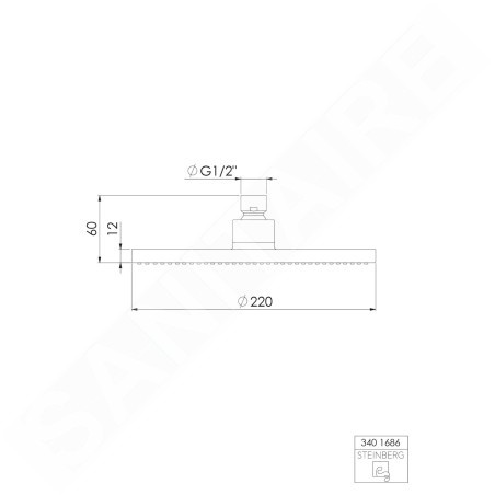 Steinberg 340 - Douche de tête, 22 cm, or brossé 340 1686 BG