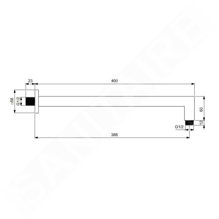 Ideal Standard Idealrain - Bras de douche de plafond, 40 cm, chrome BD645AA