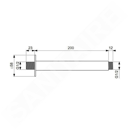 Ideal Standard Idealrain - Bras de douche de plafond, 20 cm, chrome BD646AA
