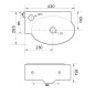 Sapho Small - Lave-main Ribera 430x285 mm, avec trop-plein, trou pour robinet à gauche, blanc AR498