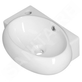 Sapho Small - Lave-main Ribera 430x285 mm, avec trop-plein, trou pour robinet à gauche, blanc AR498