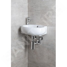 Sapho Small - Lave-main Ribera 430x285 mm, avec trop-plein, trou pour robinet à gauche, blanc AR498