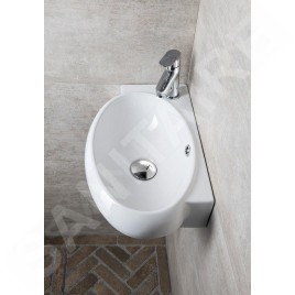 Sapho Small - Lave-main Ribera 430x285 mm, avec trop-plein, trou pour robinet à gauche, blanc AR498