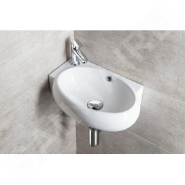 Sapho Small - Lave-main Ribera 430x285 mm, avec trop-plein, trou pour robinet à gauche, blanc AR498