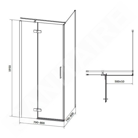 Cersanit Jota - Cabine de douche 80x80 cm, gauche, noir/verre clair S160-007