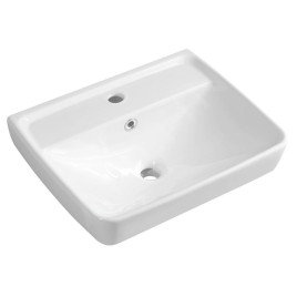 Aqualine Céramique - Lavabo 500x400 mm, avec trop-plein, trou pour robinet, blanc TU0350