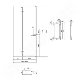 Cersanit Larga - Porte de douche 120x195 cm, gauche, chrome/verre clair S932-122