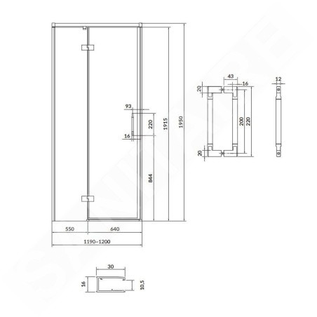 Cersanit Larga - Porte de douche 120x195 cm, gauche, chrome/verre clair S932-122