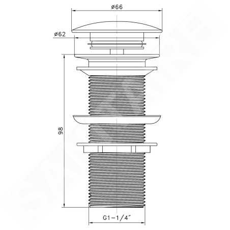 Sapho Blok - Bonde de lavabo ClickClack, carrare 2401-941