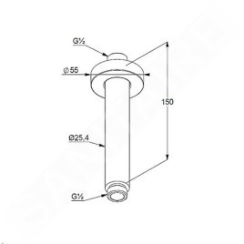 Kludi A-Qa - Bras de douche de plafond, 15 cm, or brossé 66515N0-00